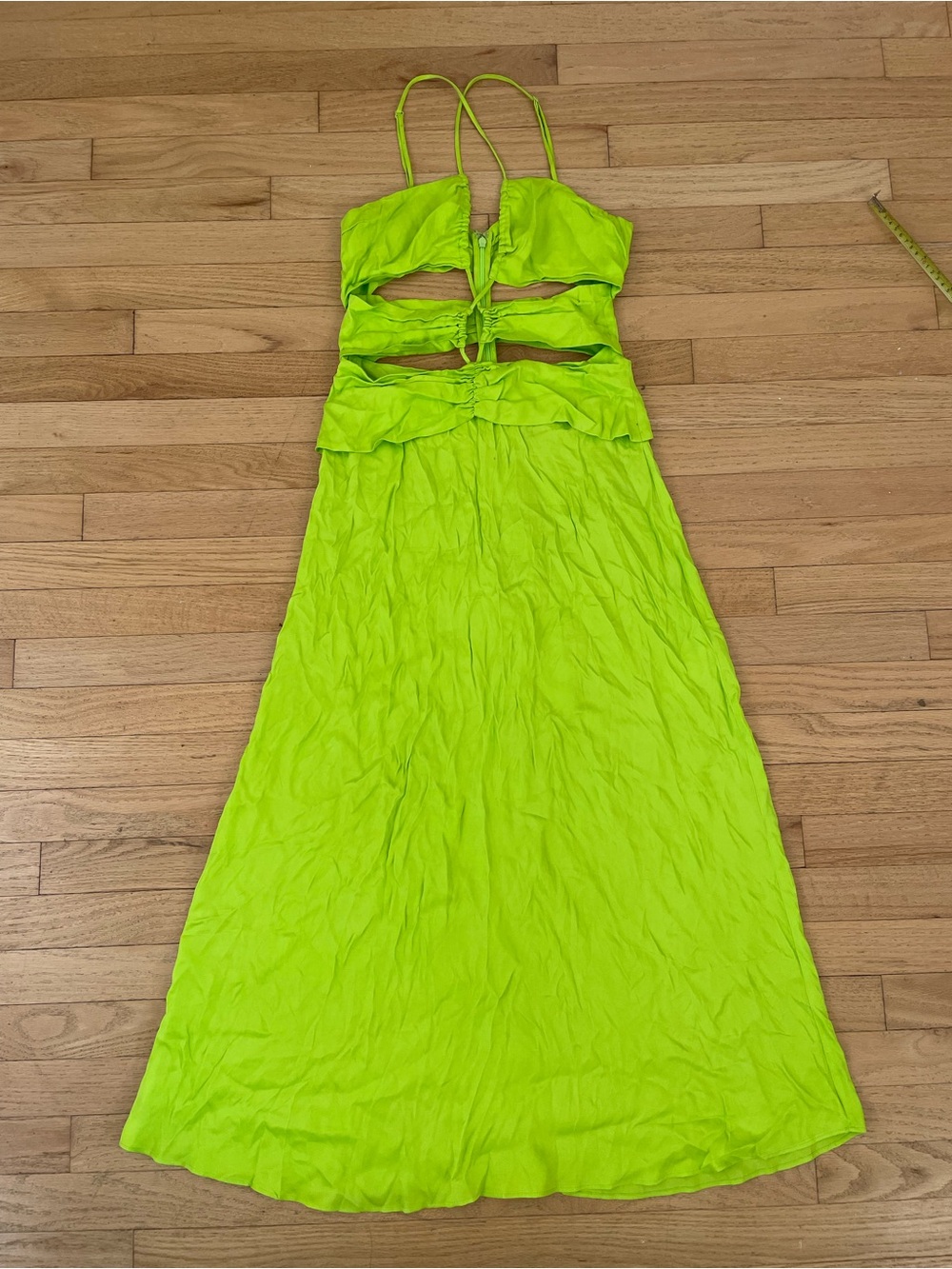 Farm Rio Neon Lime Green Cutout Midi/Maxi Dress - Women Size Small